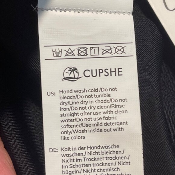 CUPSHE Women M One Piece Swimsuit Black Halter Wrap Deep V Neck Tie Back Cheeky - Picture 5 of 6